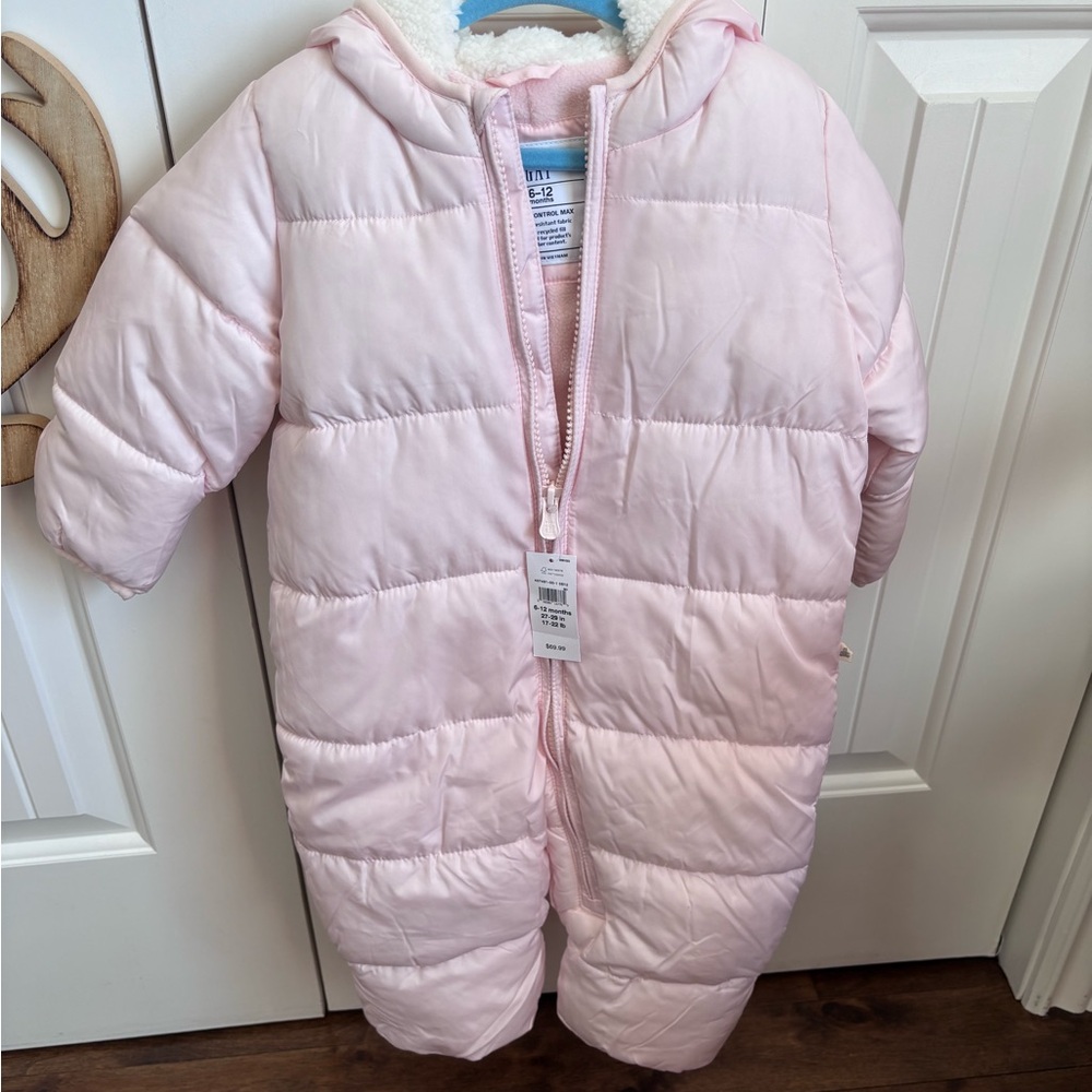 NWT Baby Gap pink one piece snowsuit 6-12 months